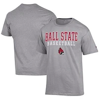 Men's Champion  Gray Ball State Cardinals Icon Logo Basketball Jersey T-Shirt