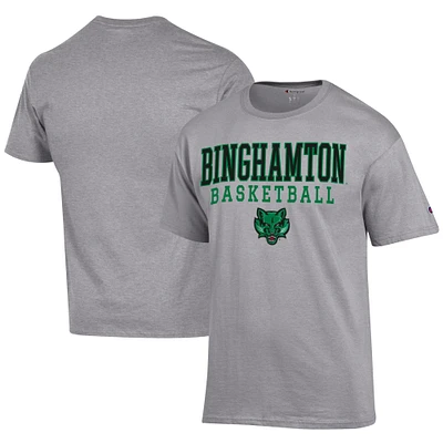 Men's Champion  Gray Binghamton Bearcats Icon Logo Basketball Jersey T-Shirt