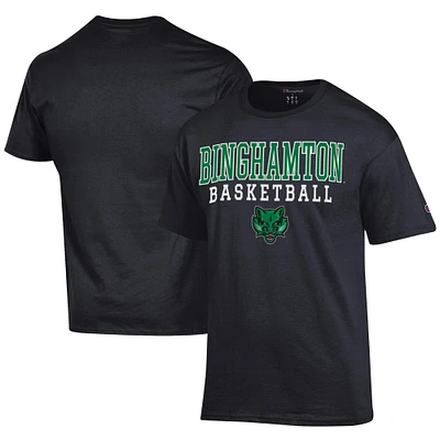 Men's Champion  Black Binghamton Bearcats Icon Logo Basketball Jersey T-Shirt