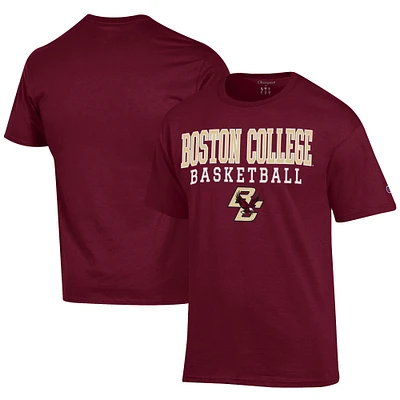 Men's Champion  Maroon Boston College Eagles Icon Logo Basketball Jersey T-Shirt