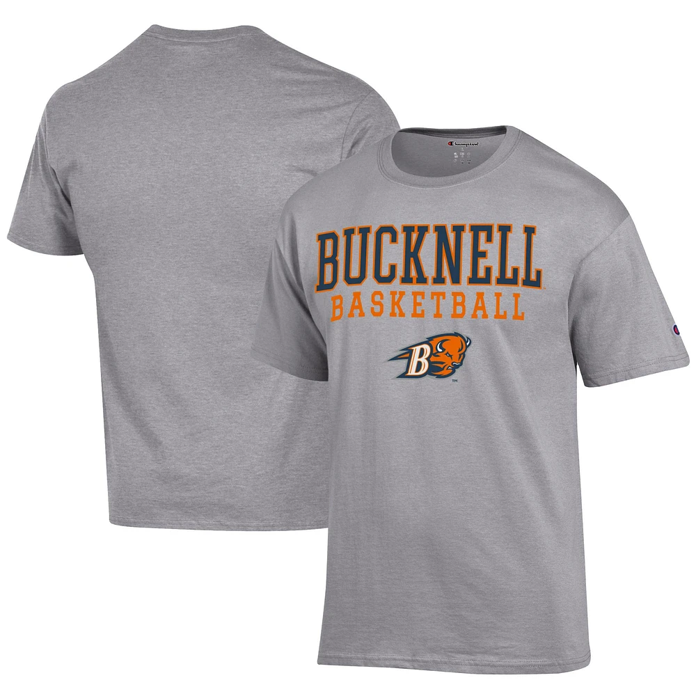 Men's Champion Gray Bucknell Bison Icon Logo Basketball Jersey T-Shirt