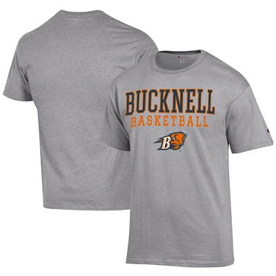 Men's Champion  Gray Bucknell Bison Icon Logo Basketball Jersey T-Shirt