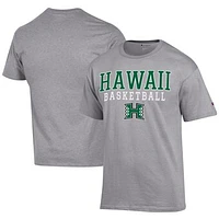 Men's Champion  Gray Hawaii Rainbow Warriors Icon Logo Basketball Jersey T-Shirt
