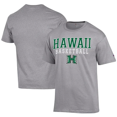 Men's Champion  Gray Hawaii Rainbow Warriors Icon Logo Basketball Jersey T-Shirt