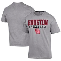 Men's Champion  Gray Houston Cougars Icon Logo Basketball Jersey T-Shirt