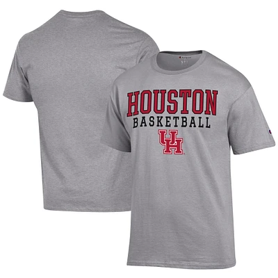 Men's Champion  Gray Houston Cougars Icon Logo Basketball Jersey T-Shirt