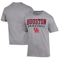 Men's Champion  Gray Houston Cougars Icon Logo Basketball Jersey T-Shirt