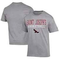 Men's Champion  Gray Saint Joseph's Hawks Icon Logo Basketball Jersey T-Shirt
