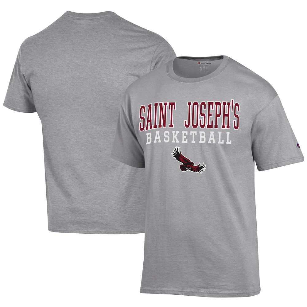 Men's Champion Gray Saint Joseph's Hawks Icon Logo Basketball Jersey T-Shirt