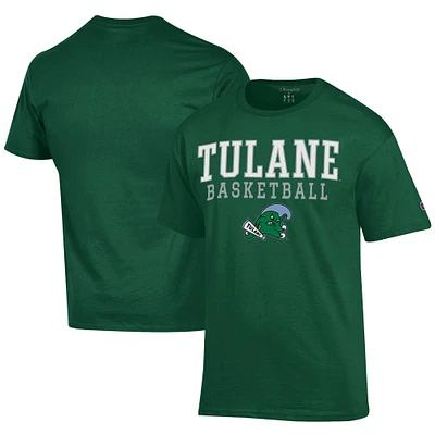 Men's Champion  Green Tulane Wave Icon Logo Basketball Jersey T-Shirt