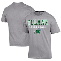 Men's Champion  Gray Tulane Green Wave Icon Logo Basketball Jersey T-Shirt