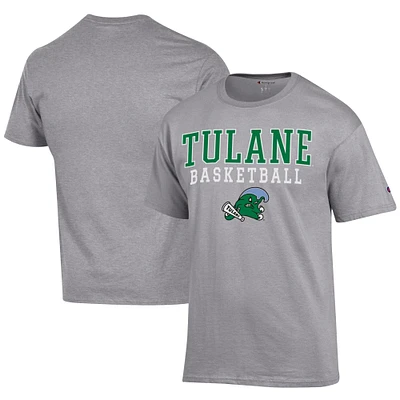 Men's Champion  Gray Tulane Green Wave Icon Logo Basketball Jersey T-Shirt