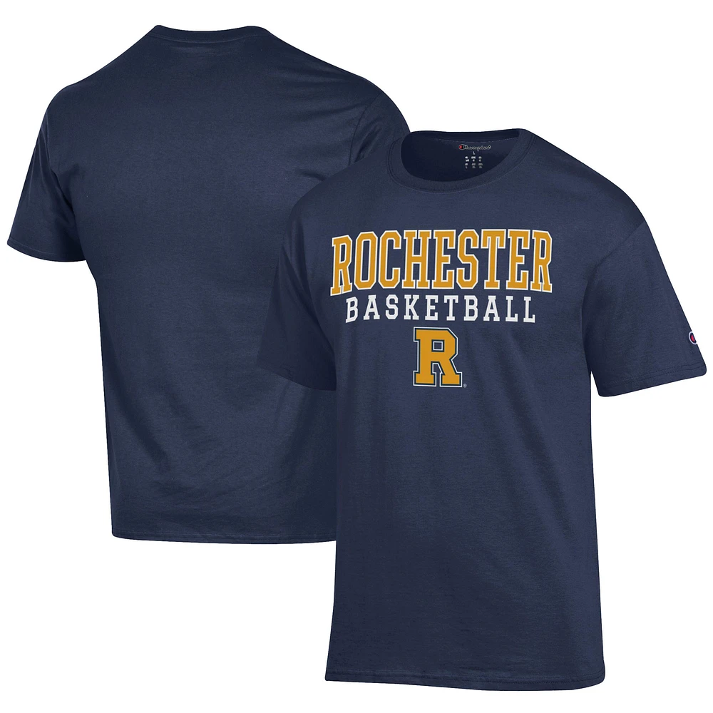 Men's Champion Navy Rochester Yellow Jackets Icon Logo Basketball Jersey T-Shirt