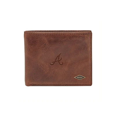 Fossil Brown Atlanta Braves Ryan RFID Flip ID Bifold