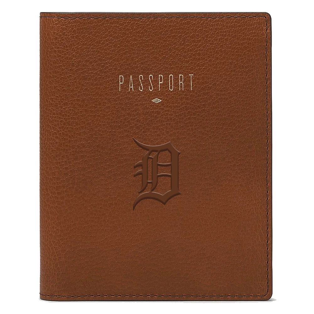 Fossil Brown Detroit Tigers Travel RFID Passport Case
