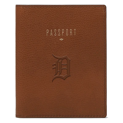 Fossil Brown Detroit Tigers Travel RFID Passport Case