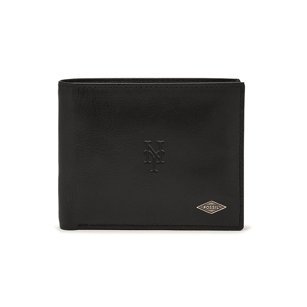 Fossil Black New York Mets Ryan RFID Passcase Wallet