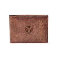 Fossil Brown Houston Astros Leather Derrick Front Pocket Bifold Wallet