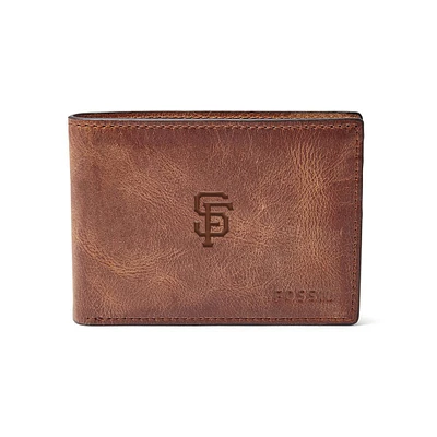 Fossil Brown San Francisco Giants Leather Derrick Front Pocket Bifold Wallet