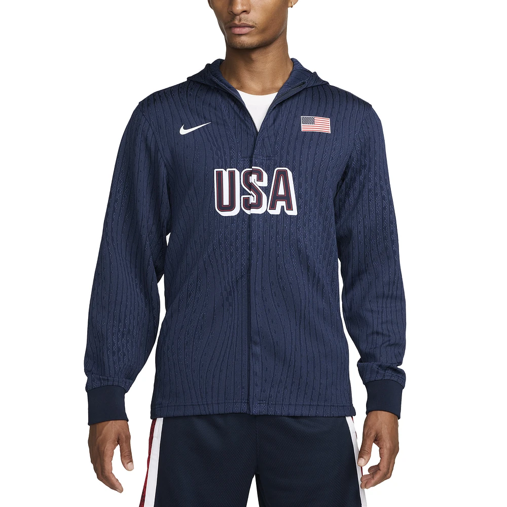 Men's Nike Blue USA Basketball Authentic On-Court Game Full-Zip Jacket