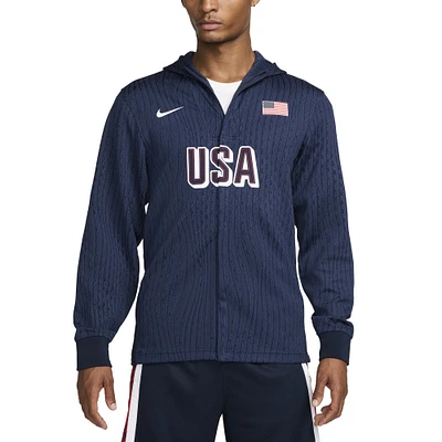 Men's Nike Blue USA Basketball Authentic On-Court Game Full-Zip Jacket