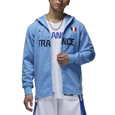 Men's Nike Blue France Basketball Authentic On-Court Game Full-Zip Jacket