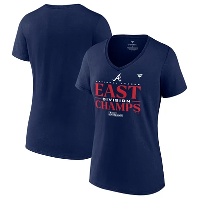 Women's Fanatics  Navy Atlanta Braves 2023 NL East Division Champions Locker Room Plus V-Neck T-Shirt