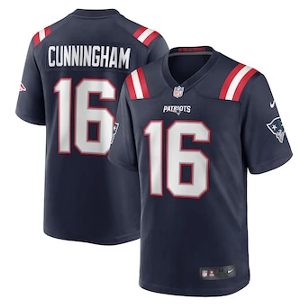 Men's Nike Malik Cunningham  Navy New England Patriots Team Game Jersey