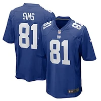 Men's Nike Cam Sims  Royal New York Giants Team Game Jersey