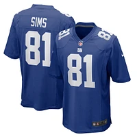 Men's Nike Cam Sims  Royal New York Giants Team Game Jersey