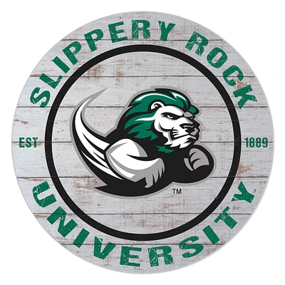 Slippery Rock Pride 20" Indoor/Outdoor Weathered Circle Sign