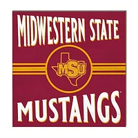 Midwestern State Mustangs 10'' x 10'' Retro Team Sign