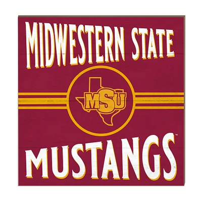 Midwestern State Mustangs 10'' x 10'' Retro Team Sign