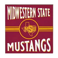 Midwestern State Mustangs 10'' x 10'' Retro Team Sign