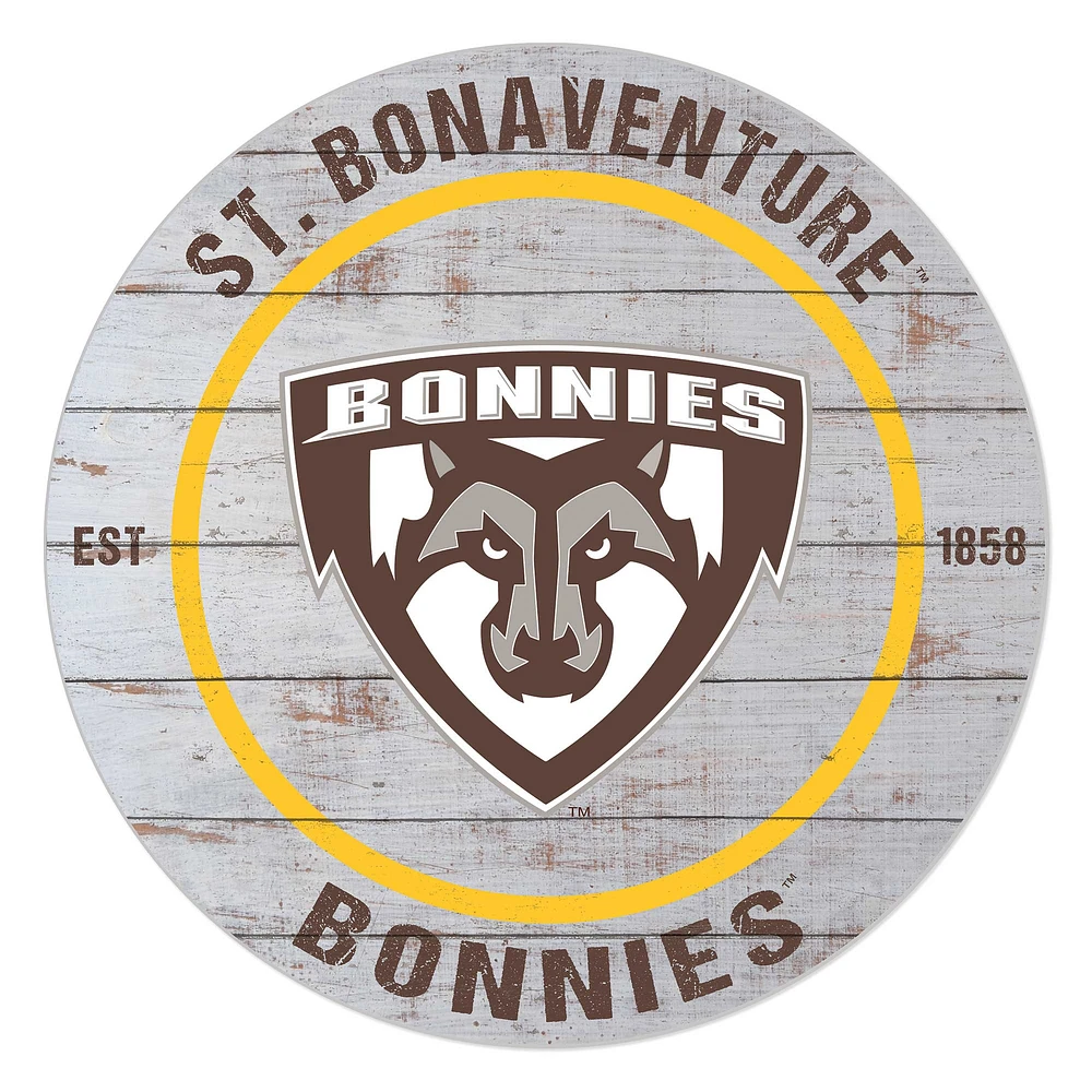 St. Bonaventure Bonnies 20" Indoor/Outdoor Weathered Circle Sign
