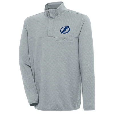 Men's Antigua  Gray Tampa Bay Lightning Streamer Quarter-Snap Pullover Jacket