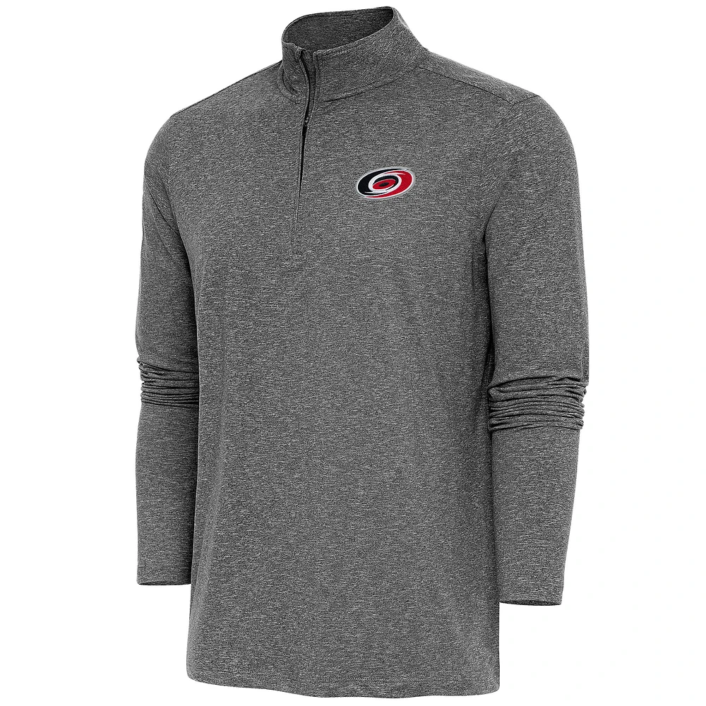 Men's Antigua Heather Carolina Hurricanes Hunk Quarter-Zip Pullover Top