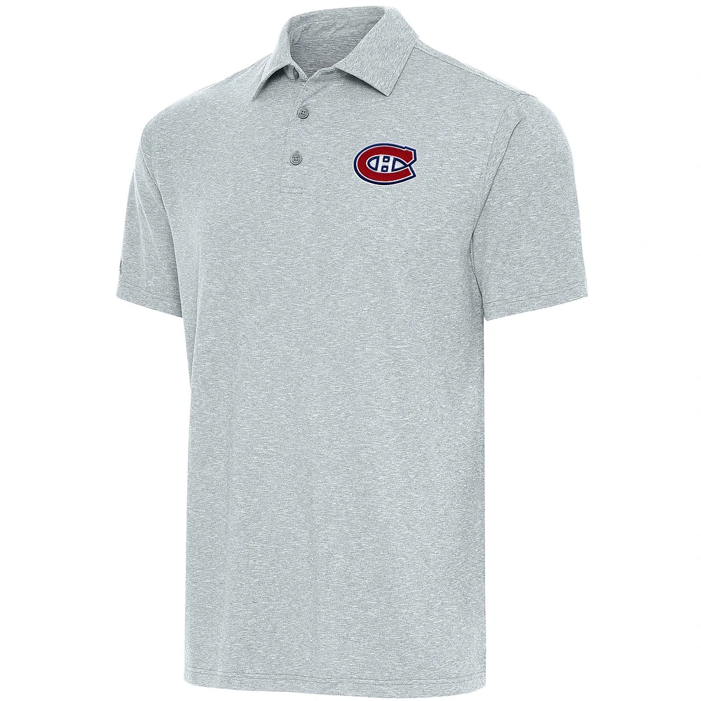 Men's Antigua Heather Gray Montreal Canadiens Par Polo