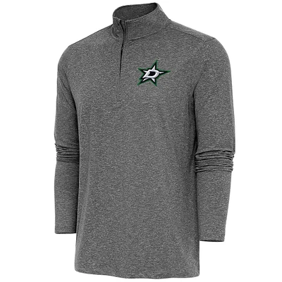 Men's Antigua  Heather Black Dallas Stars Hunk Quarter-Zip Pullover Top