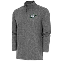 Men's Antigua  Heather Black Dallas Stars Hunk Quarter-Zip Pullover Top