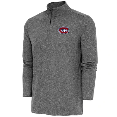 Men's Antigua  Heather Black Montreal Canadiens Hunk Quarter-Zip Pullover Top