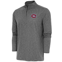 Men's Antigua  Heather Black Montreal Canadiens Hunk Quarter-Zip Pullover Top
