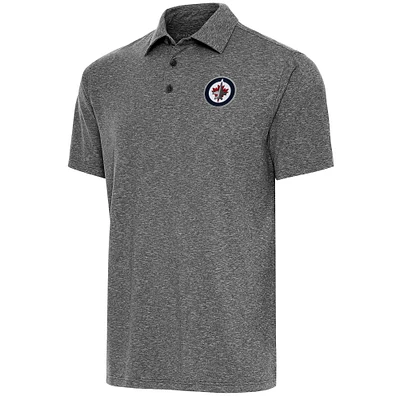 Men's Antigua  Heather Black Winnipeg Jets Par Polo