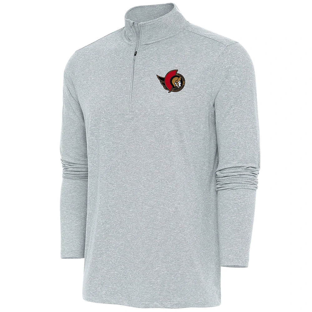 Men's Antigua Heather Ottawa Senators Hunk Quarter-Zip Pullover Top