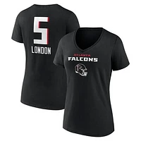 Women's Drake London Black Atlanta Falcons Team Wordmark Player Name & Number V-Neck T-Shirt