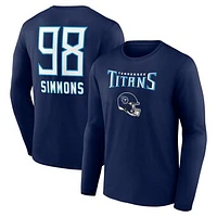 Men's Jeffery Simmons Navy Tennessee Titans Team Wordmark Player Name & Number Long Sleeve T-Shirt