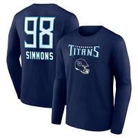 Men's Jeffery Simmons Navy Tennessee Titans Team Wordmark Player Name & Number Long Sleeve T-Shirt