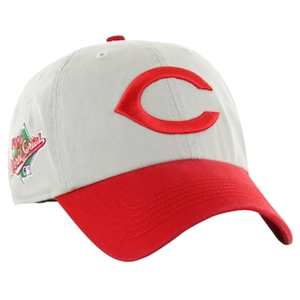 Men's '47 Gray/Red Cincinnati Reds Sure Shot Classic Franchise Fitted Hat