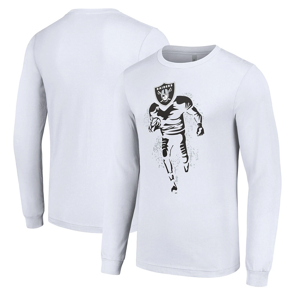 Men's Starter White Las Vegas Raiders Logo Graphic Long Sleeve T-Shirt