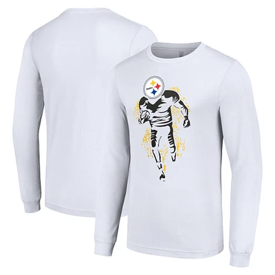 Men's Starter White Pittsburgh Steelers Logo Graphic Long Sleeve T-Shirt